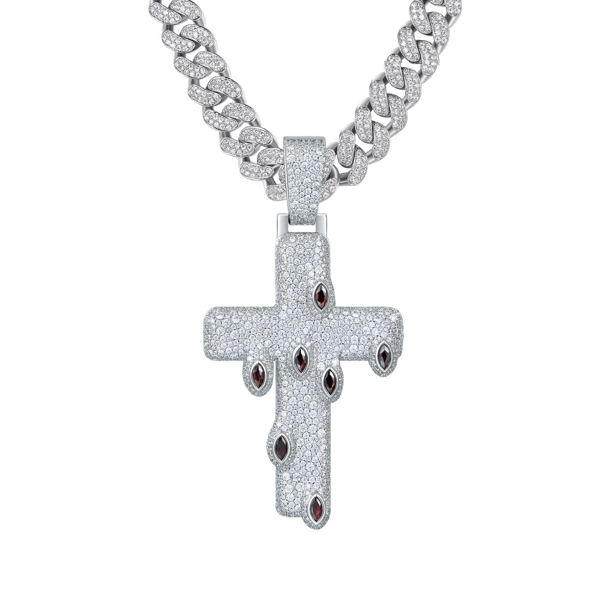 Diamond Iced Crimson Tears Cross Pendant – APORRO