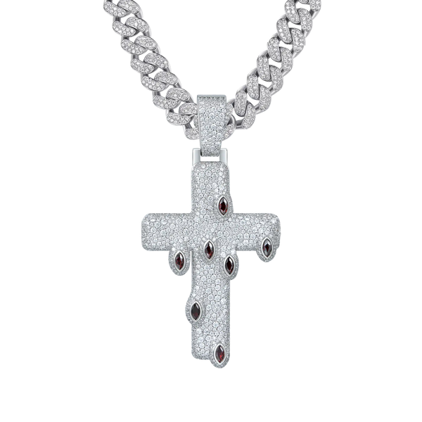 Diamond Iced Crimson Tears Cross Pendant – APORRO
