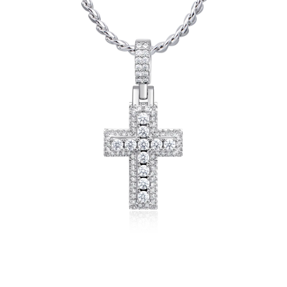Moissanite Brilliance Layered Cross Pendant - Small