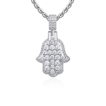 Moissanite Brilliance Layered Hamsa Pendant - Small
