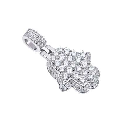 Moissanite Brilliance Layered Hamsa Pendant - Small