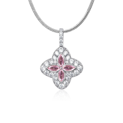 Moissanite Luminous Clover Pendant - Pink Diamond