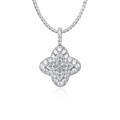 Iced Luminous Clover Pendant - White Diamond