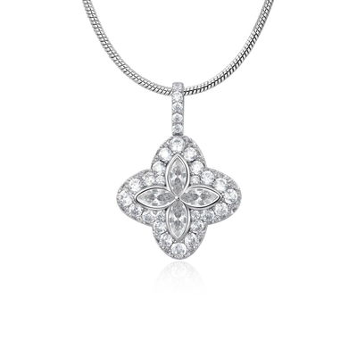 Iced Luminous Clover Pendant - White Diamond