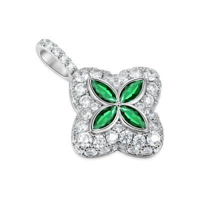 Iced Luminous Clover Pendant & Chain Set