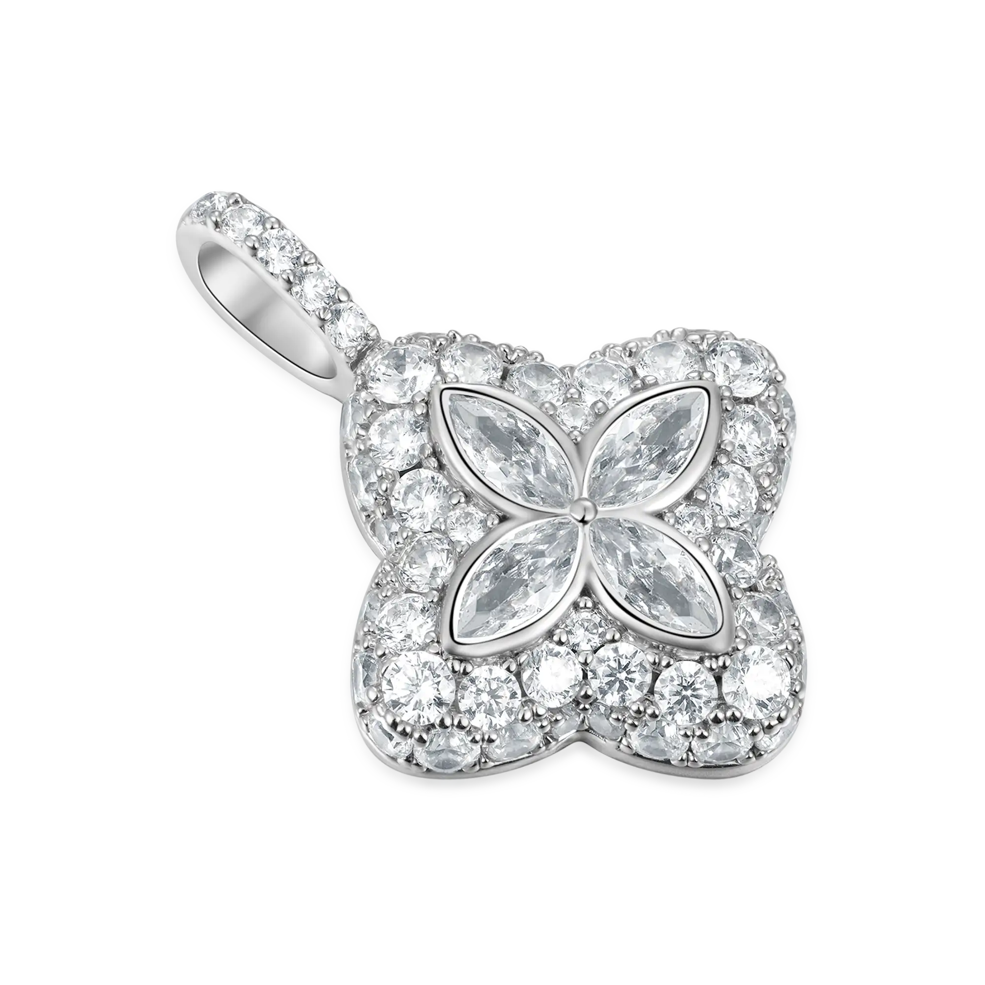 Moissanite Luminous Clover Pendant - White Diamond