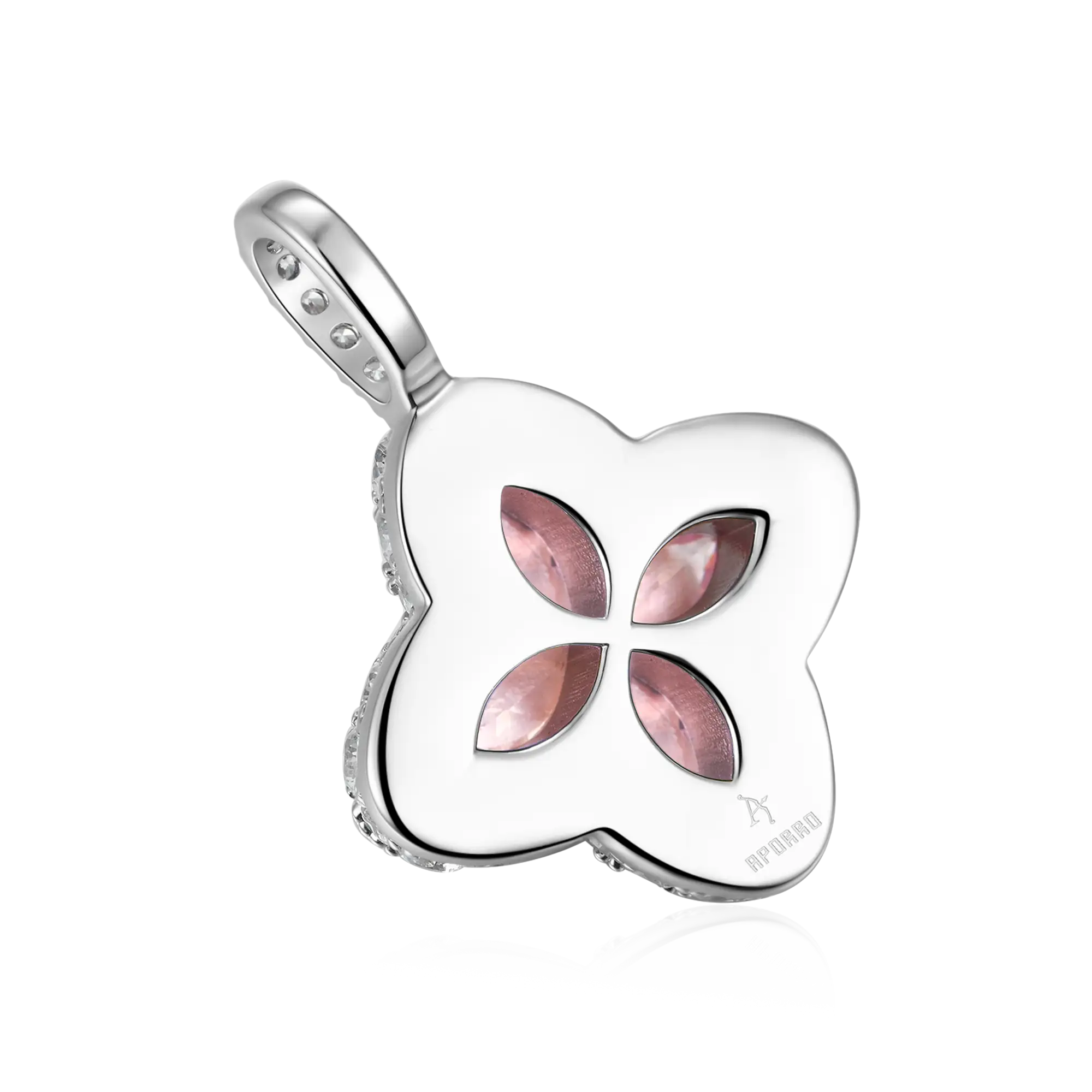 Moissanite Luminous Clover Pendant - Pink Diamond