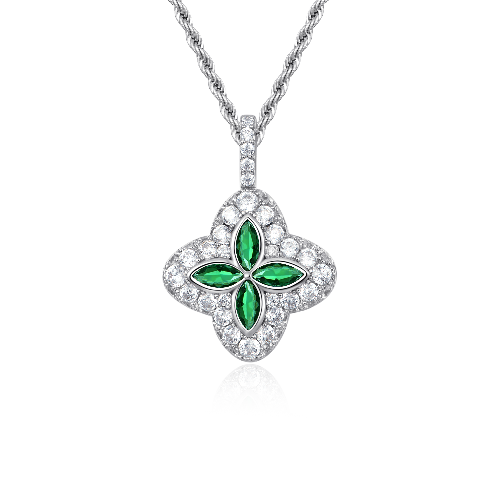 Iced Luminous Clover Pendant