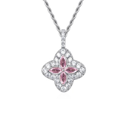 Moissanite Luminous Clover Pendant - Pink Diamond