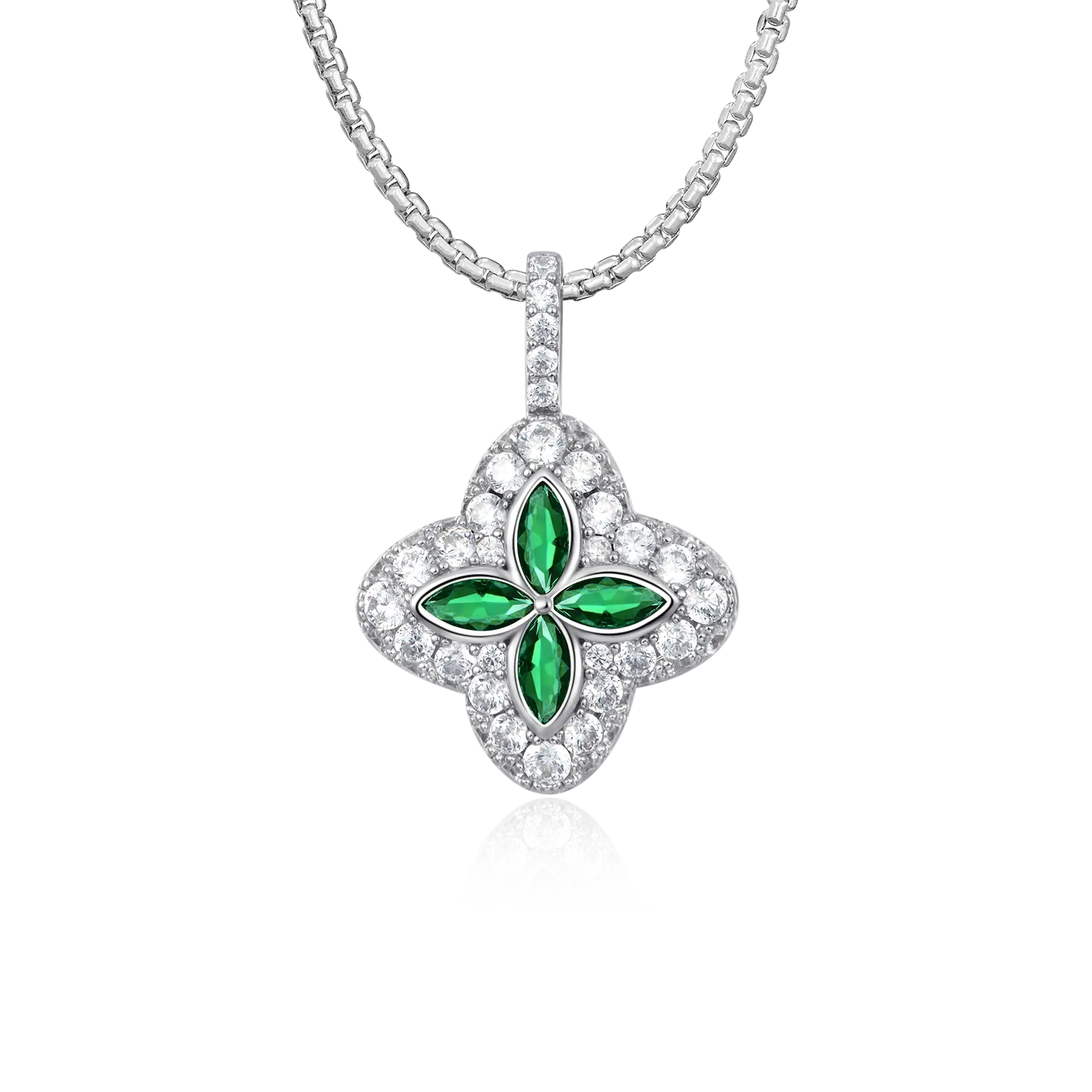 Iced Luminous Clover Pendant