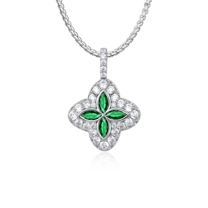 Iced Luminous Clover Pendant