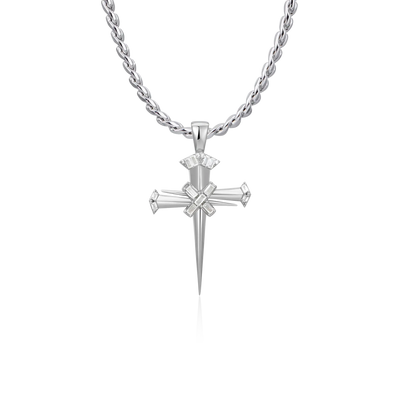 Moissanite Sacred Mercy Nail Cross Pendant