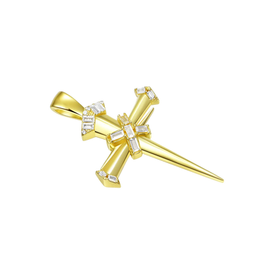 Moissanite Sacred Mercy Nail Cross Pendant