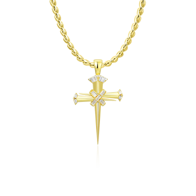 Moissanite Sacred Mercy Nail Cross Pendant