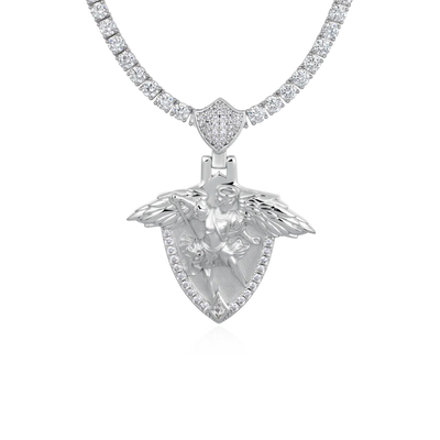 Moissanite Archangel Shield Pendant - Medium