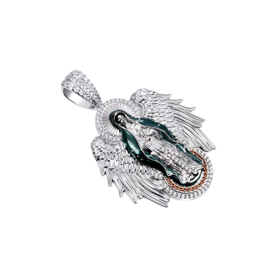 Moissanite Blessed Mary Halo Winged Pendant