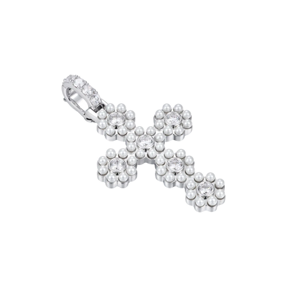 Halo Pearl Brilliant Cross Pendant