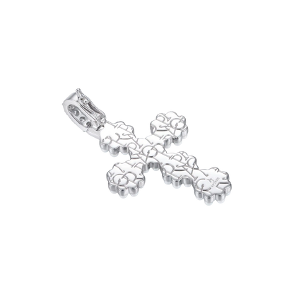 Halo Pearl Brilliant Cross Pendant