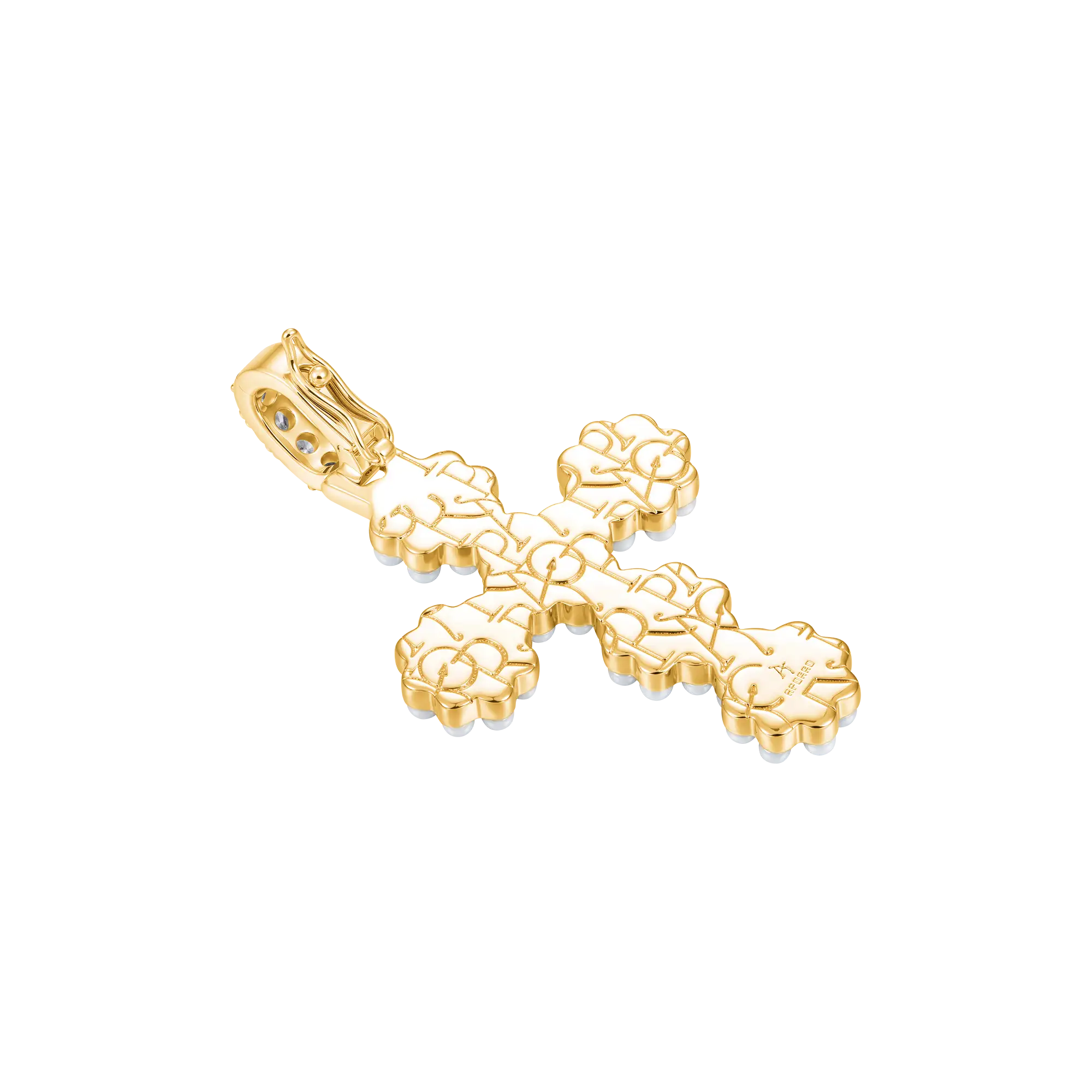 Halo Pearl Brilliant Cross Pendant