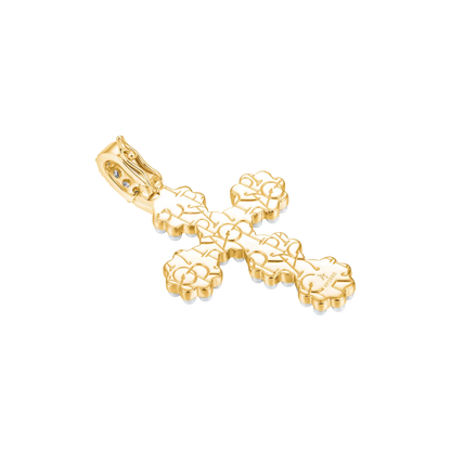 Halo Pearl Brilliant Cross Pendant
