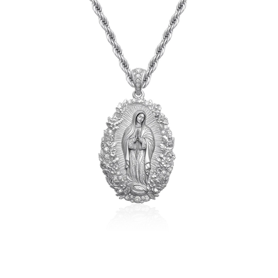 Moissanite Saint Mary Floral Grace Pendant
