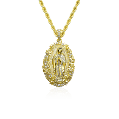 Moissanite Saint Mary Floral Grace Pendant