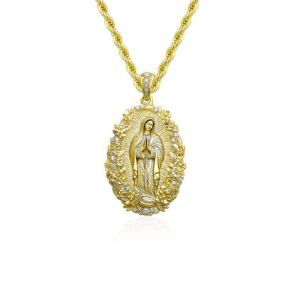Moissanite Saint Mary Floral Grace Pendant