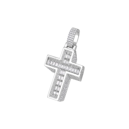 Brilliant 3D Slanted Cross Pendant