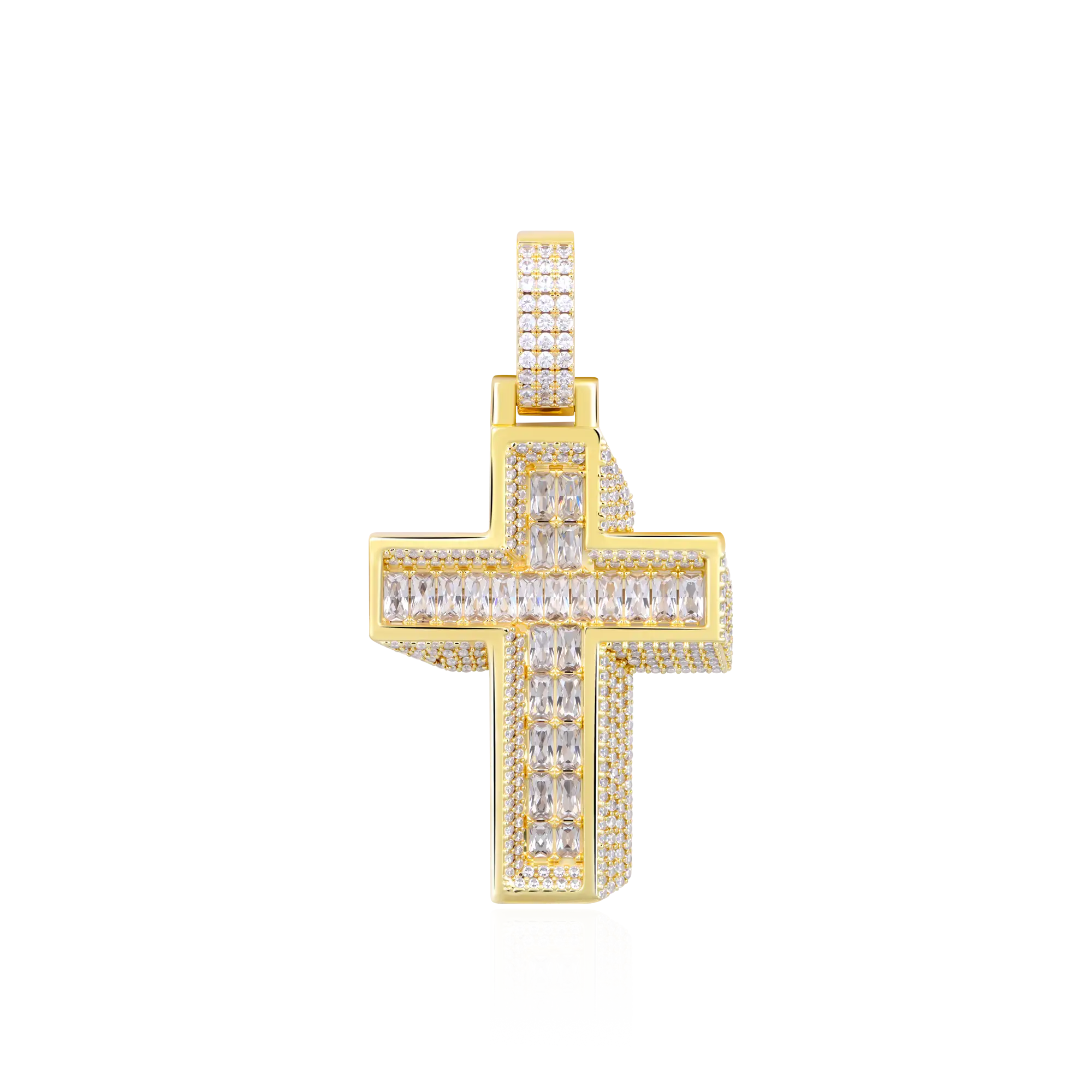 Brilliant 3D Slanted Cross Pendant