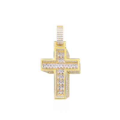 Brilliant 3D Slanted Cross Pendant