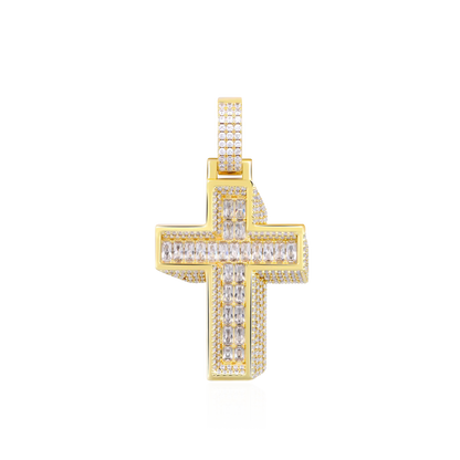 Brilliant 3D Slanted Cross Pendant