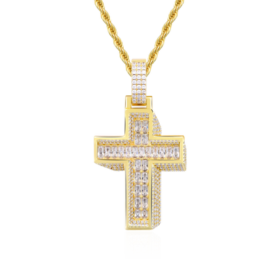 Brilliant 3D Slanted Cross Pendant