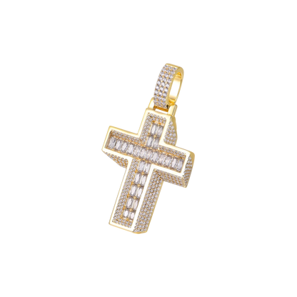 Brilliant 3D Slanted Cross Pendant