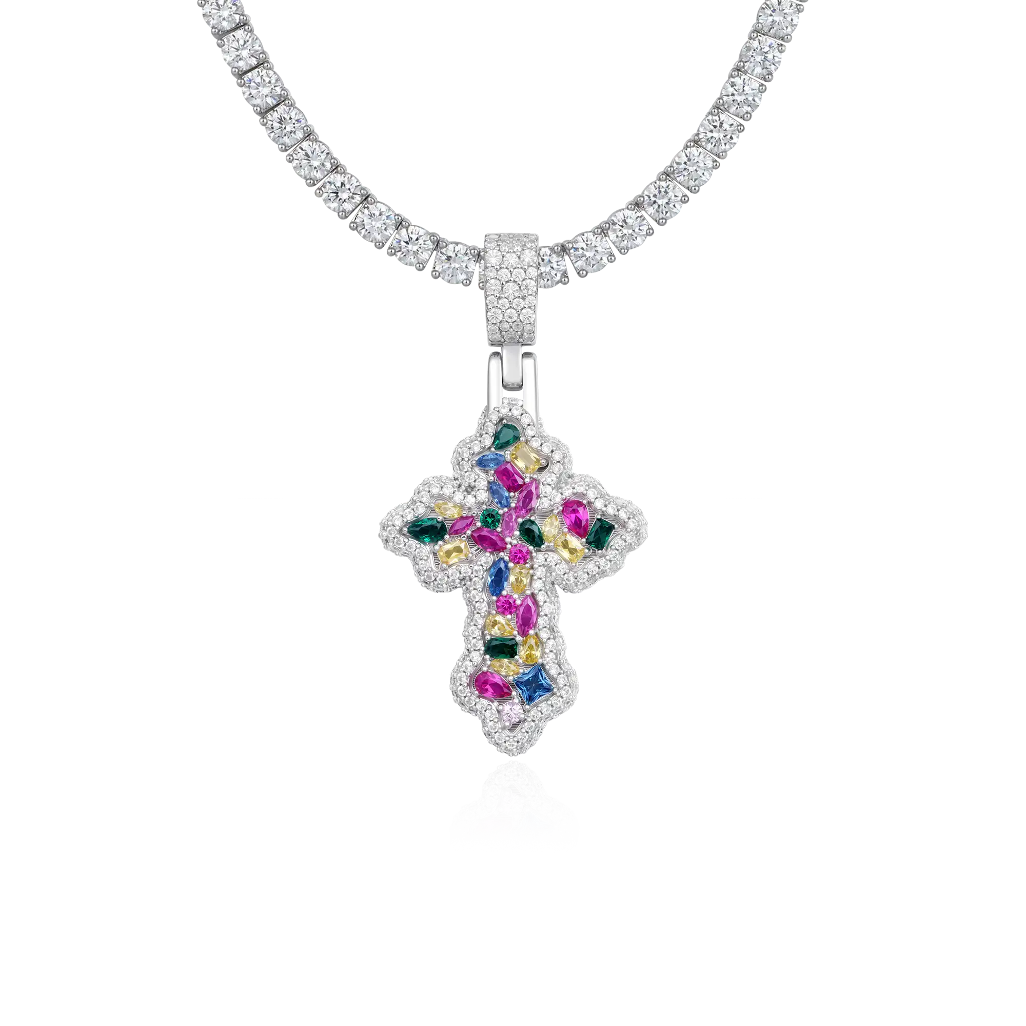 Women's Vibrant Fancy-Cut Cross Pendant