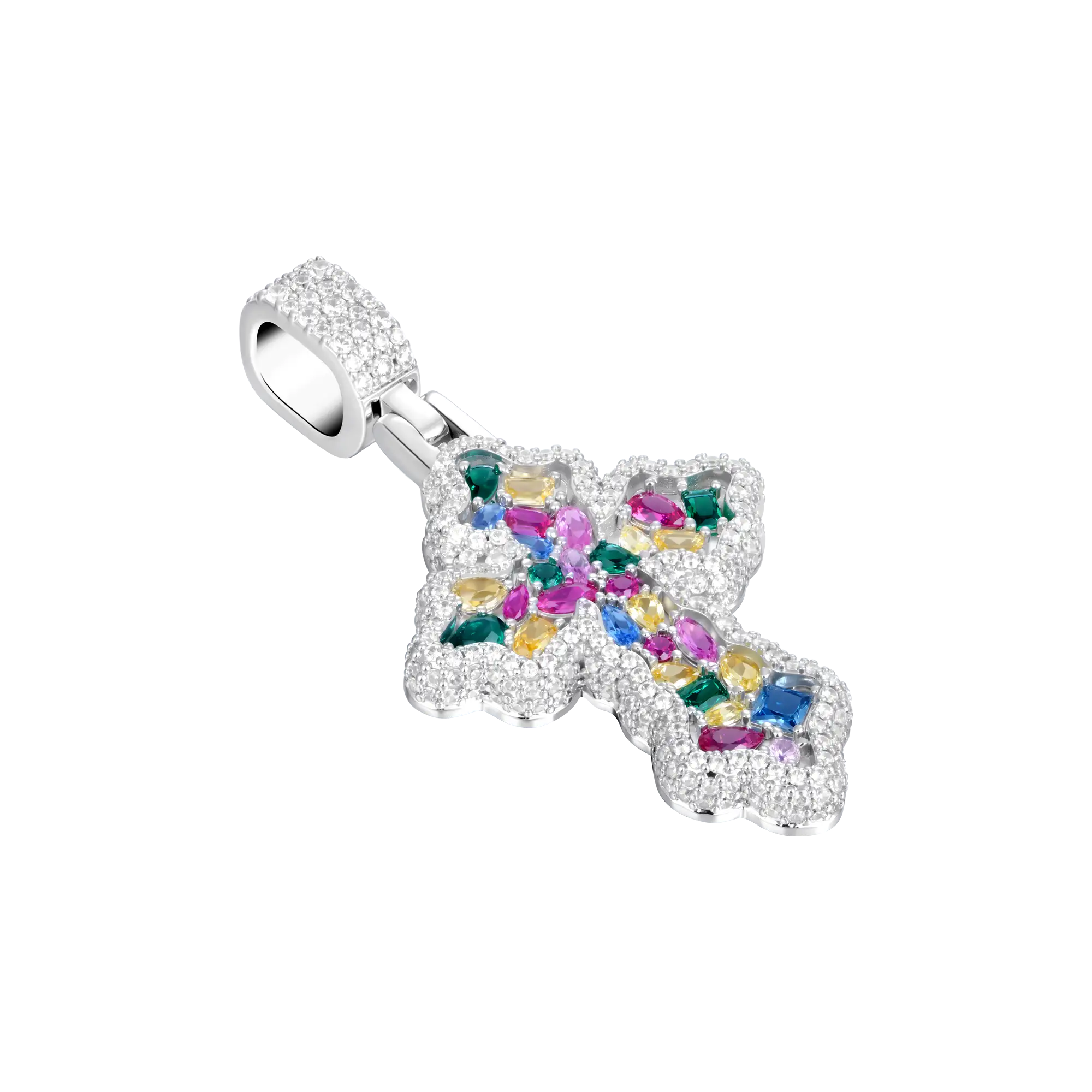 Vibrant Fancy-Cut Cross Pendant