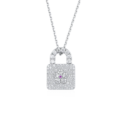 Sparkling Cherry Blossom Lock Pendant