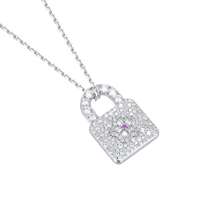 Sparkling Cherry Blossom Lock Pendant