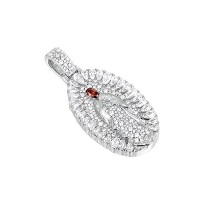 Brilliant Pear Halo Virgin Mary Pendant
