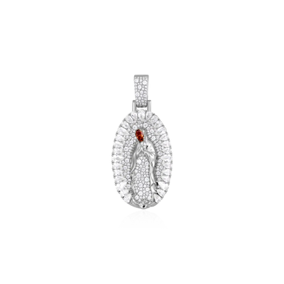 Brilliant Pear Halo Virgin Mary Pendant