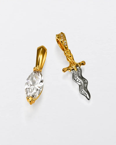 22K Marquise Cut & Melted Dagger Pendant Set