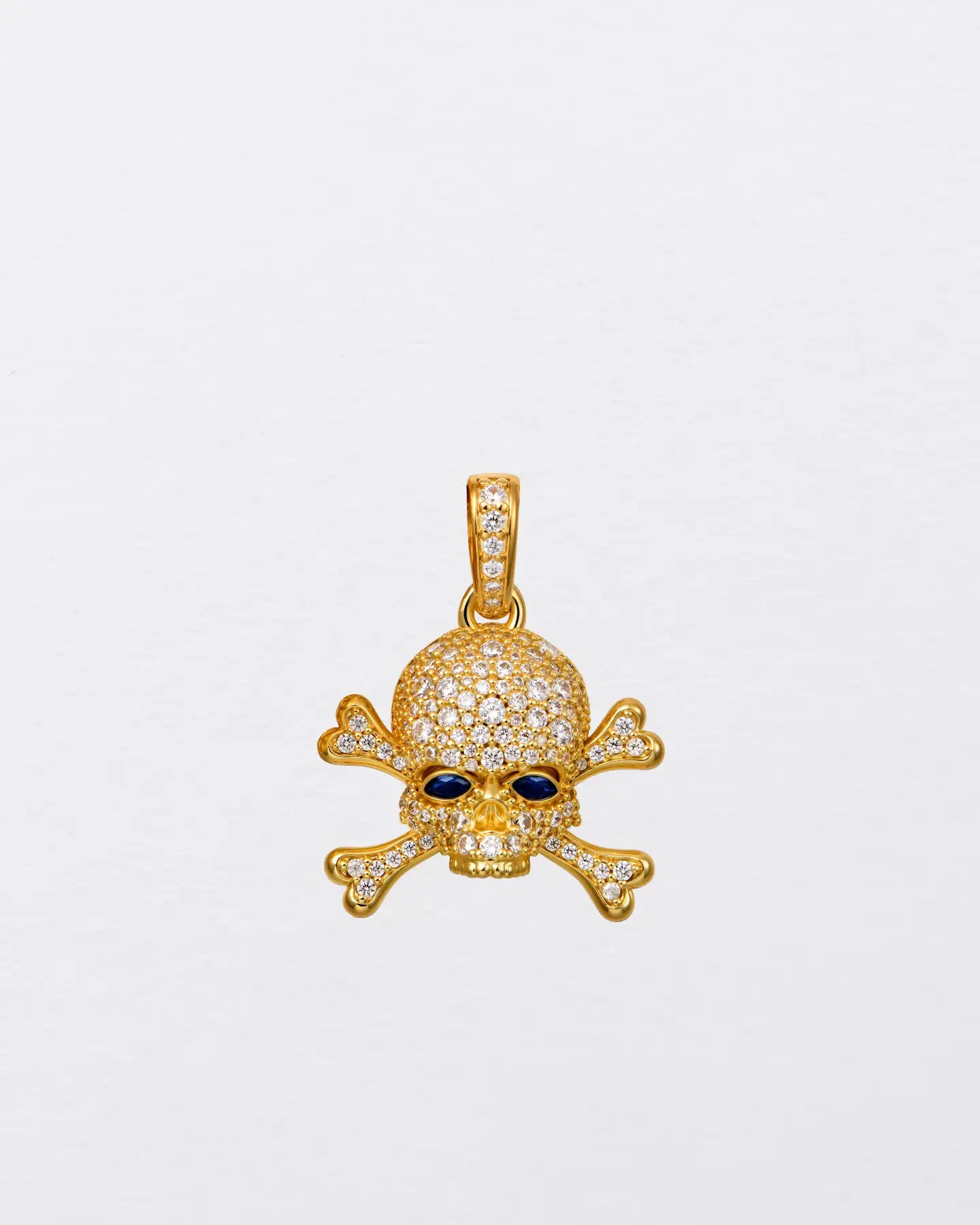 22K Blue-Eyed Skull Pendant