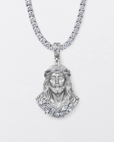 Fancy-Cut Sculptural Jesus Pendant