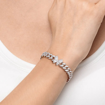 Vivid Round Cut Clustered Butterfly Cuban Bracelet - 8mm