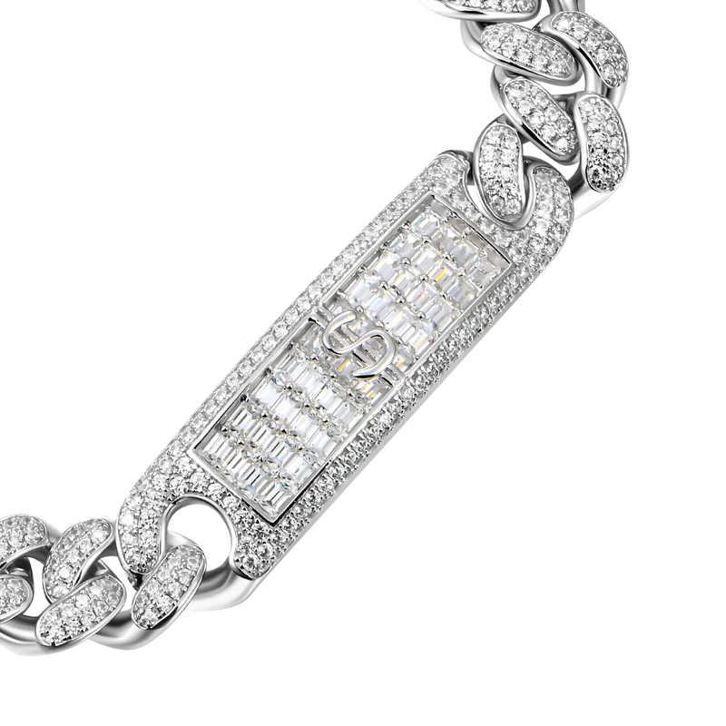 12mm Moissanite Iced Name/Icon Custom Cuban Bracelet