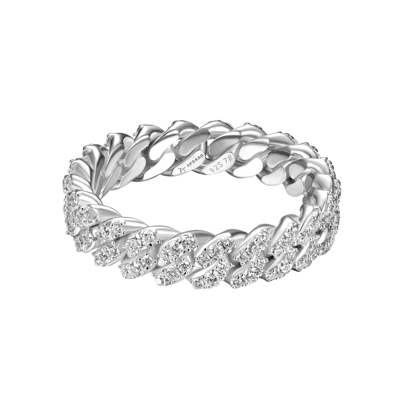 One Row Iced Cuban Link Ring - 5mm - APORRO