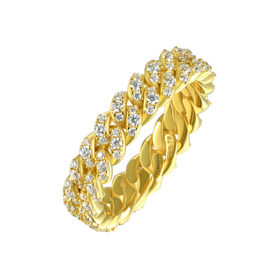 Moissanite Cuban Link Ring - 5mm