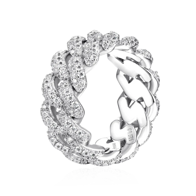 Moissanite Cuban Link Ring - 9mm