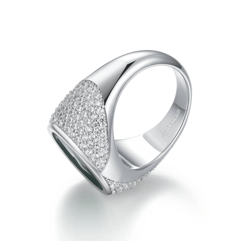 WONG Ⅱ Ridge Iced Out Signet Ring - Urban Jewelry - APORRO