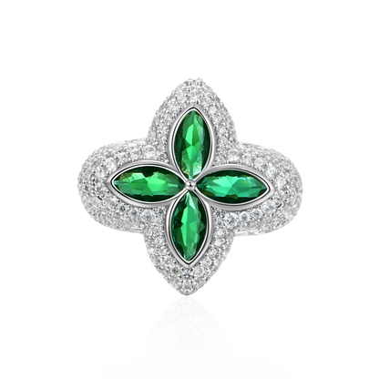 Iced Luminous Clover Ring