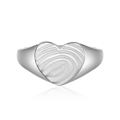 Custom Heart Signet Ring - Fingerprint